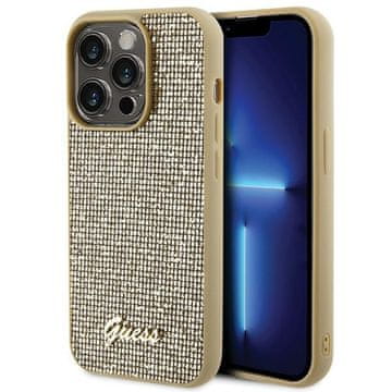 Guess Ovitek Disco Metal Script zlate barve za iPhone 15 Pro
