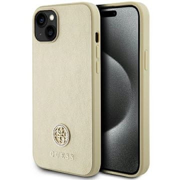Guess Ovitek Hardcase za iPhone 15 z kovinskim logotipom in zlatim logotipom