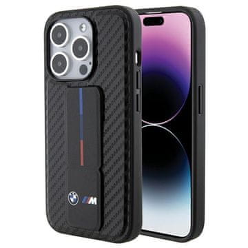 Bmw Ovitek za iPhone 15 Pro BMW Grip Stand, gladek, karbonsko črn