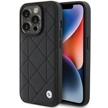 Bmw BMW etui Šivano usnje za iPhone 15 Pro Max - črna