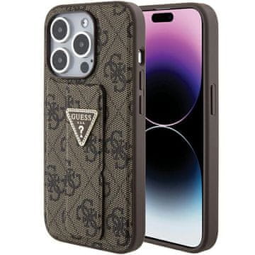Guess Ovitek za iPhone 15 Pro Hardcase Grip Stand 4G rjave barve