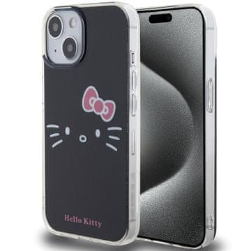 HELLO KITTY Ovitek za iPhone 15 Hello Kitty IML Kitty Face črne barve