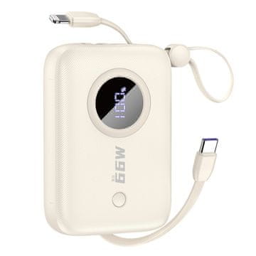 DUDAO Dudao K14 Powerbank 10000mAh z vgrajenima kabloma USB-C/Lightning - bež