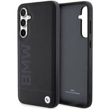 Bmw Dizajnerska preklopna torbica BMW Leather Hot Stamp za Samsung S23 FE, črna