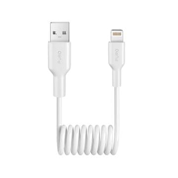Puro Puro Spiralni polnilni kabel USB-A - Lightning 1m 12W - bela