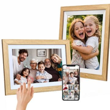 10.1" Digitalni fotookvir Wozinsky WRC-32 s funkcijo Frameo in 32GB - svetlo rjava
