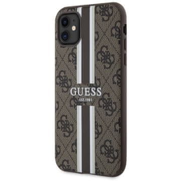 Guess GUESS HARDCASE ZA IPHONE 11 XR ZA MAGSAFE POTISKANE ČRTE RJAV