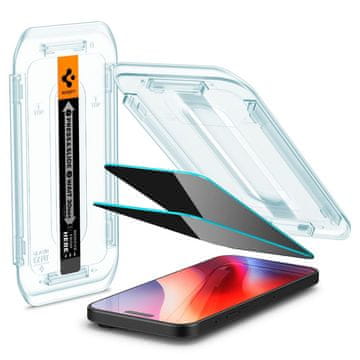 Spigen Kaljeno steklo za iPhone 16 Pro Glas.tR EZ Fit Privacy - 2 kosa.