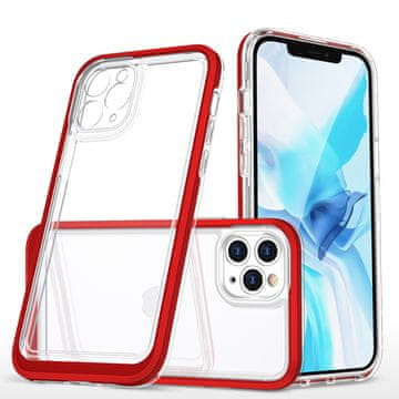 HURTEL Hybrid Armor Clear 3v1 ovitek za iPhone 11 Pro Max z rdečim okvirjem