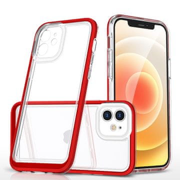 HURTEL Hybrid Armor Clear 3v1 ovitek za iPhone 12 z rdečim okvirjem