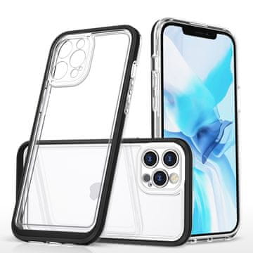 HURTEL Hybrid Armor Clear 3v1 ovitek za iPhone 12 Pro s črnim okvirjem