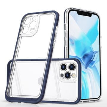HURTEL Hybrid Armor Clear 3v1 ovitek za iPhone 12 Pro z modrim okvirjem