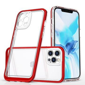 HURTEL Hybrid Armor Clear 3v1 ovitek za iPhone 12 Pro Max z rdečim okvirjem