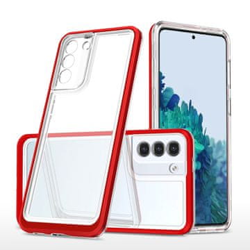 HURTEL Hurtel Clear 3in1 ovitek za Samsung Galaxy S21+ 5G, rdeči okvir