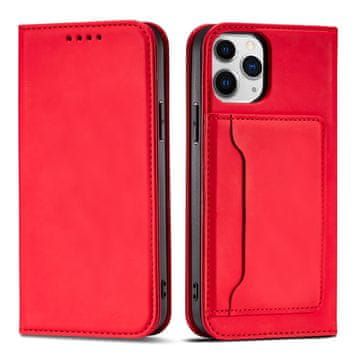 HURTEL Hurtel Magnet Card ovitek za iPhone 12 Pro, etui, denarnica in stojalo, rdeč