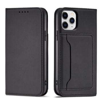 HURTEL Hurtel Magnet Card ovitek za iPhone 12 Pro Max, etui, denarnica in stojalo, črn