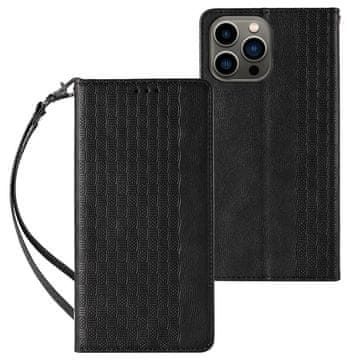 HURTEL Hurtel Magnet Strap ovitek z denarnico in oporo za iPhone 14 Pro Max, črn