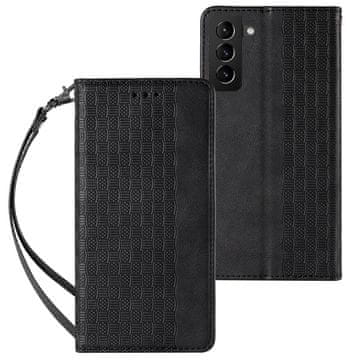 HURTEL Ovitek Magnet Strap Case za Samsung Galaxy S22+ (S22 Plus) (denarnica, vrvica), črni