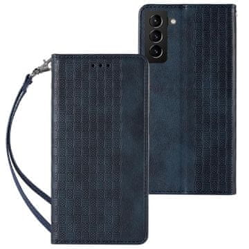 HURTEL Ovitek Magnet Strap Case za Samsung Galaxy S22+ (S22 Plus) (denarnica, vrvica), modri