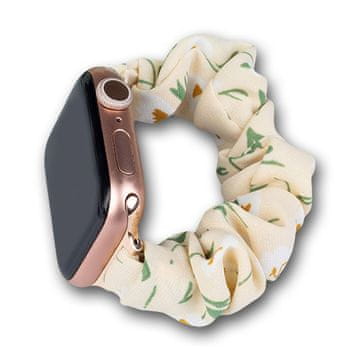 HURTEL Tkan pas za Apple Watch 42/44/45mm - Rumena s cvetnim vzorcem