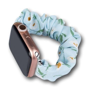 HURTEL Tkan pas za Apple Watch 42/44/45mm - Moder s cvetnim vzorcem
