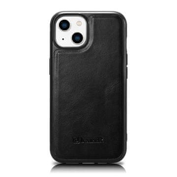 iCARER iCarer usnjena Oil Wax ovitek za iPhone 14 Plus, črna