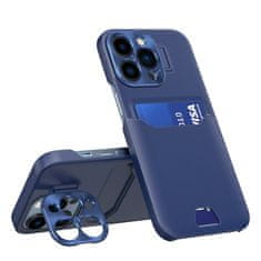 HURTEL Usnjen ovitek z denarnico in stojalom za Samsung Galaxy S23 Ultra - moder