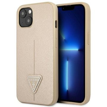 Guess Ovitek Guess Saffiano Triangle Logo za iPhone 14 Plus - bež