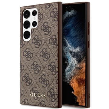 Guess Ovitek kovinski zlati logotip rjav za Samsung Galaxy S23 Ultra