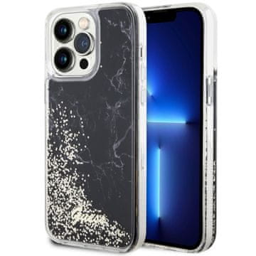 Guess Ovitek za iPhone 14 Pro Max Guess Liquid Glitter Marble Black