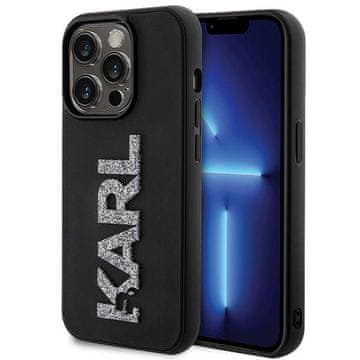 Karl Lagerfeld Ovitek Karl Lagerfeld 3D Rubber Glitter Logo za iPhone 15 Pro - črna