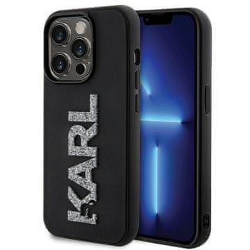 Karl Lagerfeld Ovitek Karl Lagerfeld 3D Rubber Glitter Logo za iPhone 15 Pro Max - črna