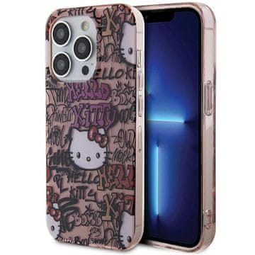 HELLO KITTY Ovitek Hello Kitty za iPhone 13 z grafitom in roza vzorcem