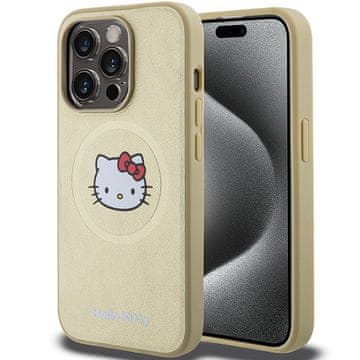 HELLO KITTY Usnjen ovitek MagSafe za iPhone 14 Pro Hello Kitty zlate barve