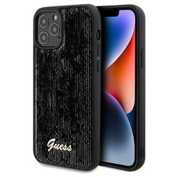 Guess Ovitek Sequin Script Metal Black za iPhone 12