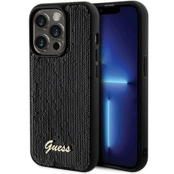Guess Ovitek Sequin Script kovinski za iPhone 13 Pro Max črne barve
