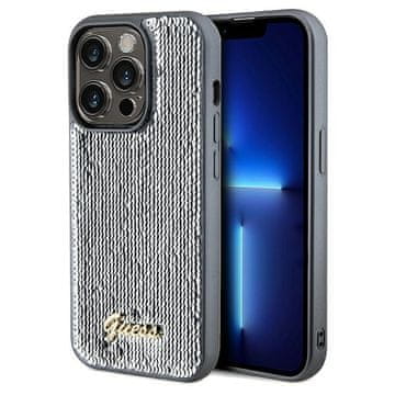 Guess Guess ovitek Sequin Script Metal za iPhone 14 Pro - srebrna