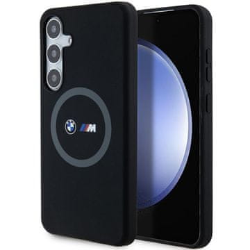 Bmw BMW M silikonski ovitek z obročem in MagSafe za Samsung Galaxy S24+ - črna