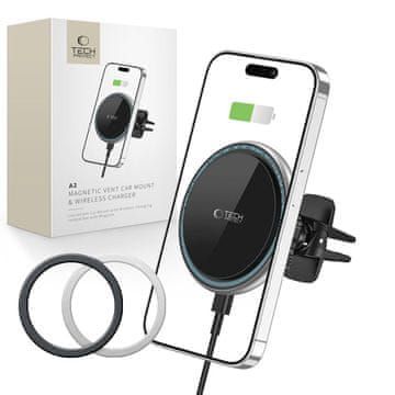Tech-protect Tech-Protect A2 MagSafe avto držalo z induktivnim polnilnikom 15W (zračnik) - črno
