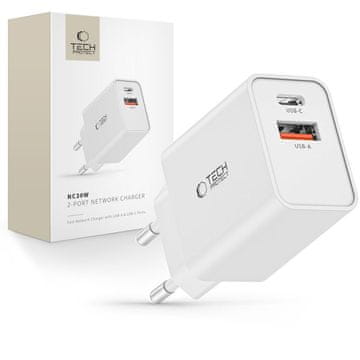 Tech-protect Tech-Protect NC30W USB-C PD 30W / USB-A QC 3.0 polnilec - bel