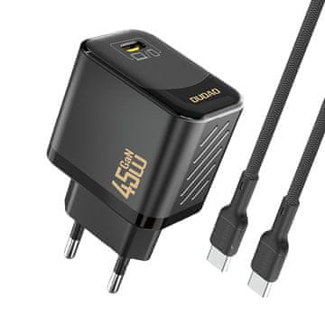 DUDAO Dudao A28C 45W GaN stenski polnilnik + USB-C kabel, črn