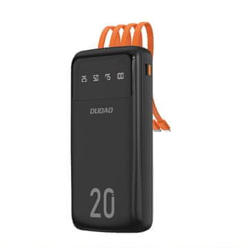 DUDAO Dudao K6Pro+ powerbank 20000mAh s 4 vgrajenimi kabli - črn