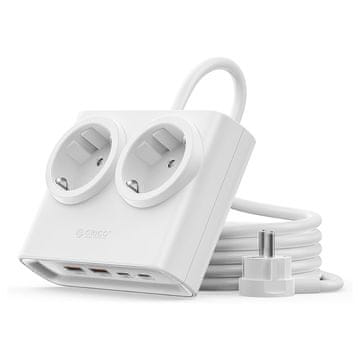 Orico Orico PDC25 25W 6in1 napajalnik: 2x AC + 2x USB-A + 2x USB-C, bel