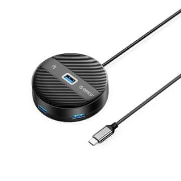 Orico Orico YS1-C2 USB hub s 4 vrati (1x USB-A 3.0 + 3x USB-A 2.0), 0.3m, črn