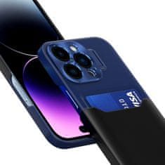 HURTEL Usnjen ovitek z denarnico in stojalom za Samsung Galaxy S23 Ultra - moder