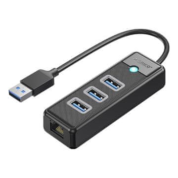 Orico Orico PW3UR25-U3 USB Hub 4-portni (3x USB-A 3.0, 1x RJ45 2.5G Ethernet), 1m - črna