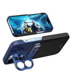 HURTEL Usnjen ovitek z denarnico in stojalom za Samsung Galaxy S23 Ultra - moder