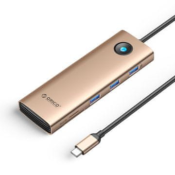 Orico Orico PW11 USB-C Docking Station 9v1, 3x USB-A 3.0, HDMI 4K 60Hz, Rožo Zlata