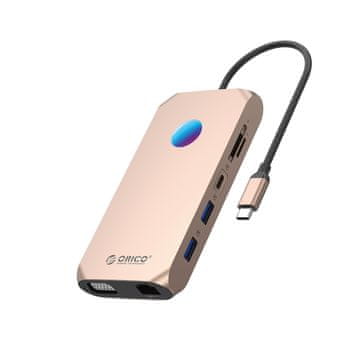 Orico Orico XCR 12v1 RGB USB-C Docking Station, 2x HDMI 4K 60Hz, Rose Gold