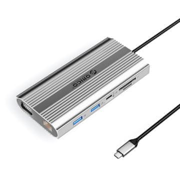 Orico Orico XDR 12v1 USB-C Docking Station, 4K 30Hz, PD 100W, Silver